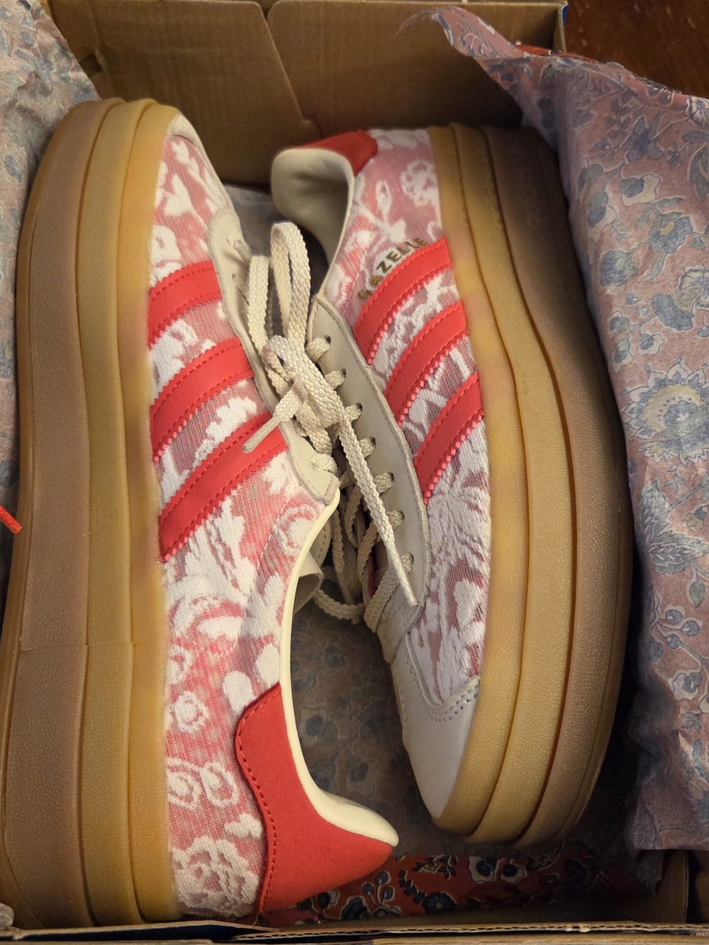 Adidas Liberty London Gazelle Women’s Red Lace-Pattern Sneakers - Picture 6 of 8